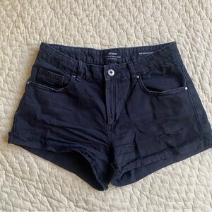 Black denim shorts